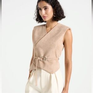 NWT Maniere De Voir Wrap Waistcoat Vest with Belt Size 4